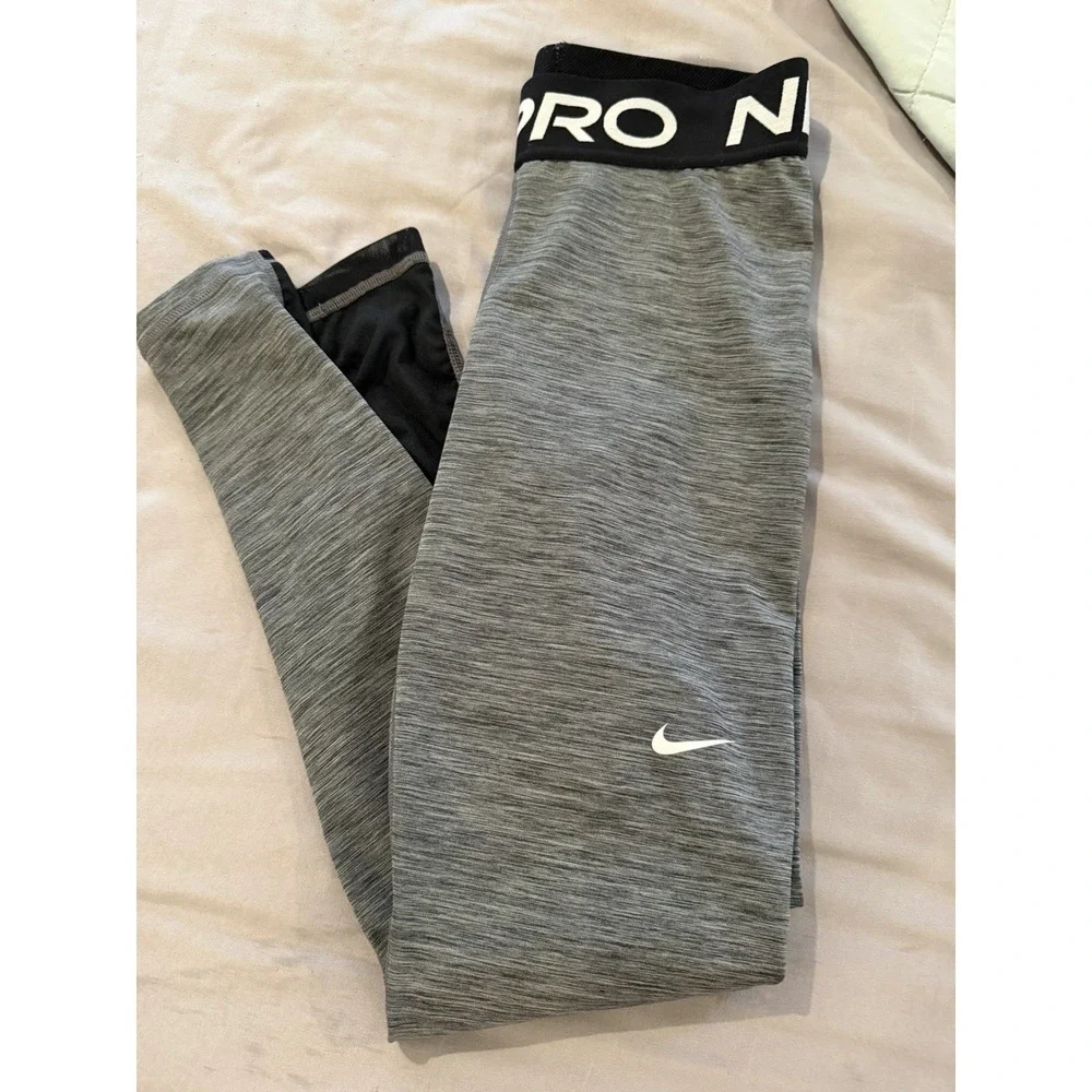 Nike Pro Dri-Fit Women's S Gray Heathered Leggings Athletic Performance